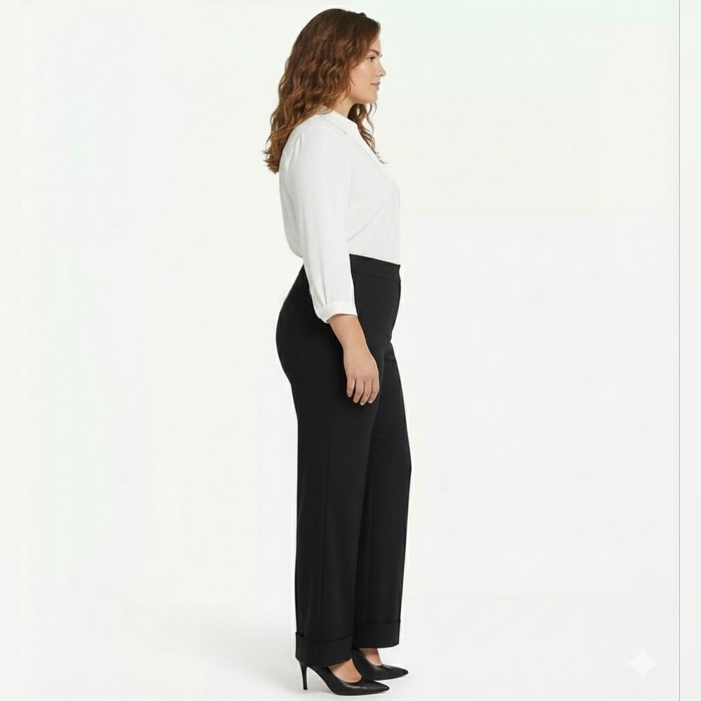 Investments Women's Black High Waisted Cuffed Slack/Dress Pants Size 14R 🐈 - Picture 7 of 10